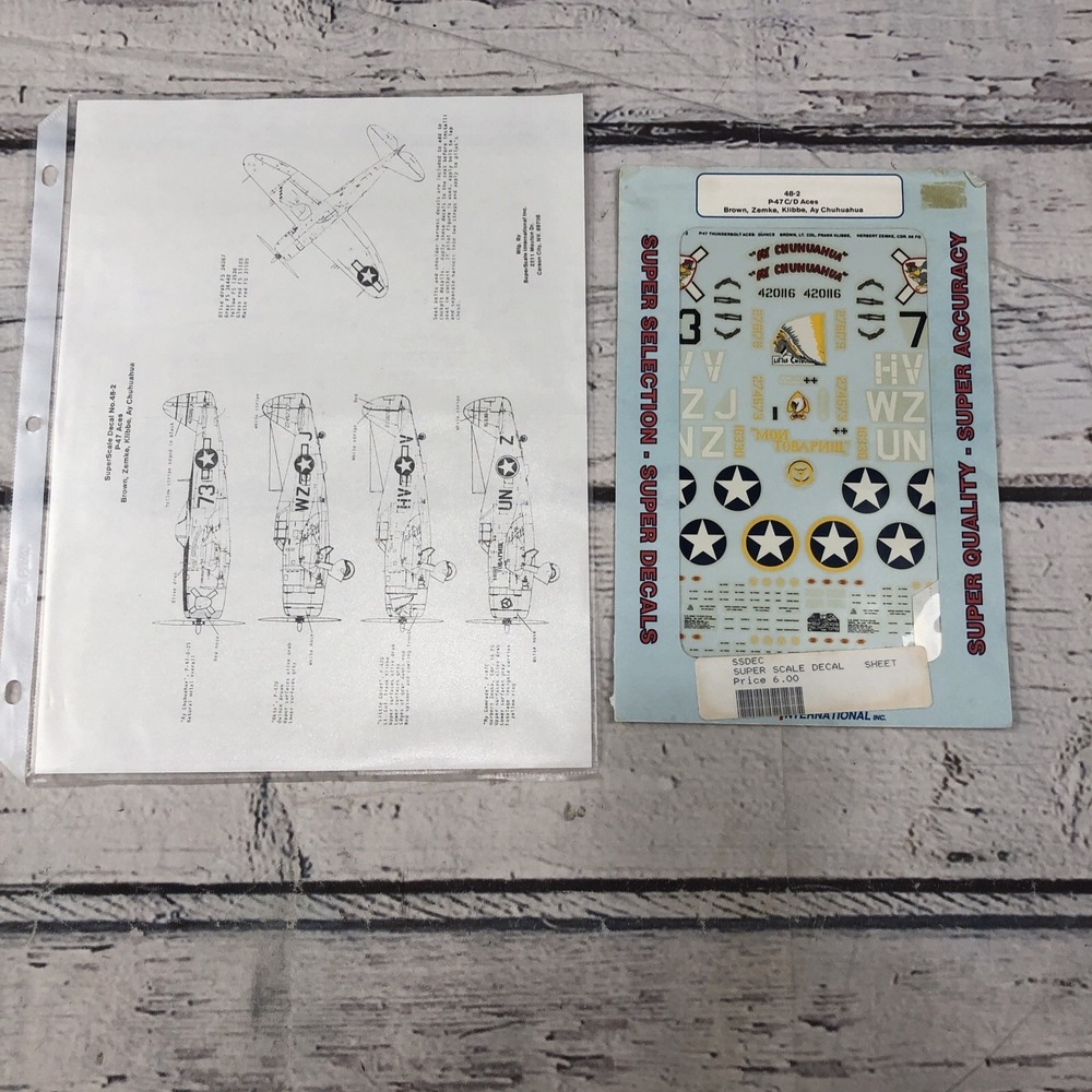 Super Scale 1/48th Scale P-47C/D Thunderbolt Aces Decal Sheet No. 48-2